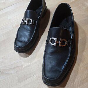 Salvatore Ferragamo Men's Black Leather Shoes 10.5